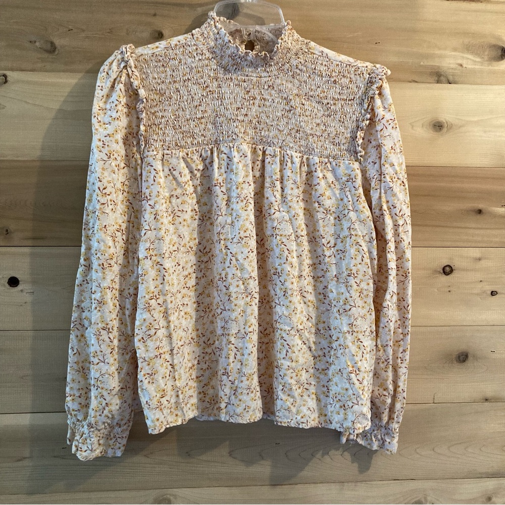 Angels Forever Young floral ruffle smocked blouse